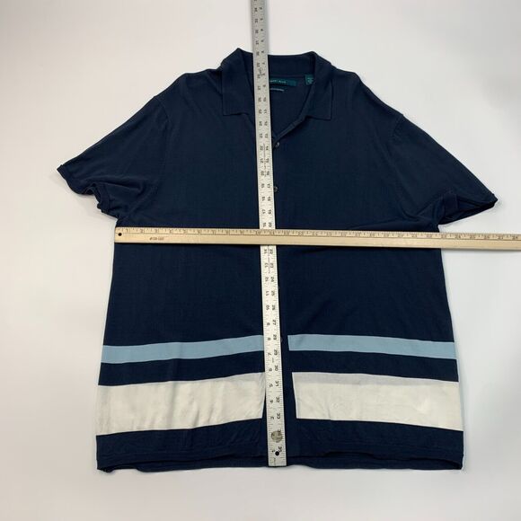 Perry Ellis Shirt Mens XL Extra Large Navy Blue Viscose Nylon Blend Button Up - Picture 6 of 9